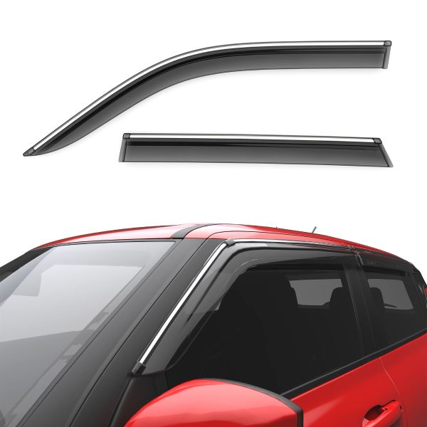 Car Door Visor Window Deflector For Maruti Suzuki Dzire 2017 Onward With Silver Line Chrome