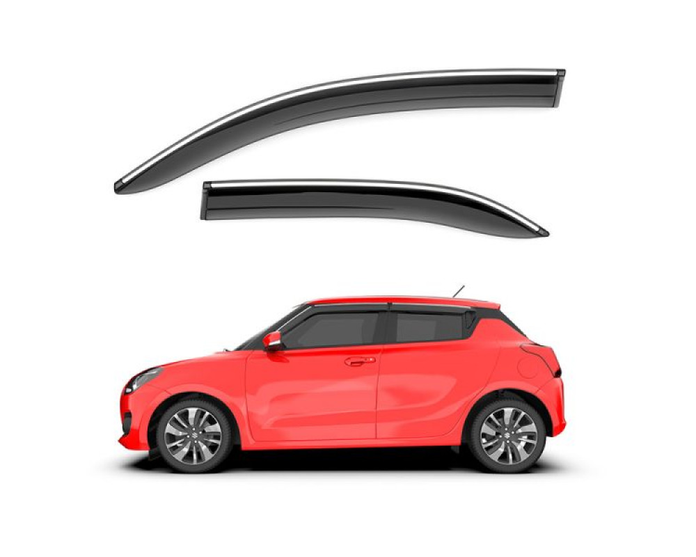 Car Door Visor Window Deflector For Maruti Suzuki Swift 2018 Onward sliver