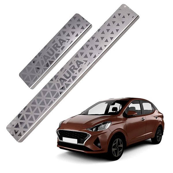 Car Footsteps Stainless Steel Scuff Plate For Hyundai Aura 2020 Onward